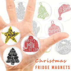 12pcs Christmas Glass Refrigerator Magnets - Decorative Office Fridge Magnets