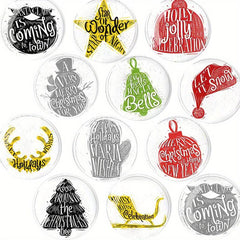 12pcs Christmas Glass Refrigerator Magnets - Decorative Office Fridge Magnets