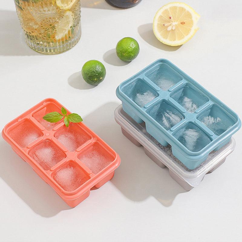6 Cavity Mini Ice Cubes Tray Reusable Plastic Ice Cube Mould with Lid