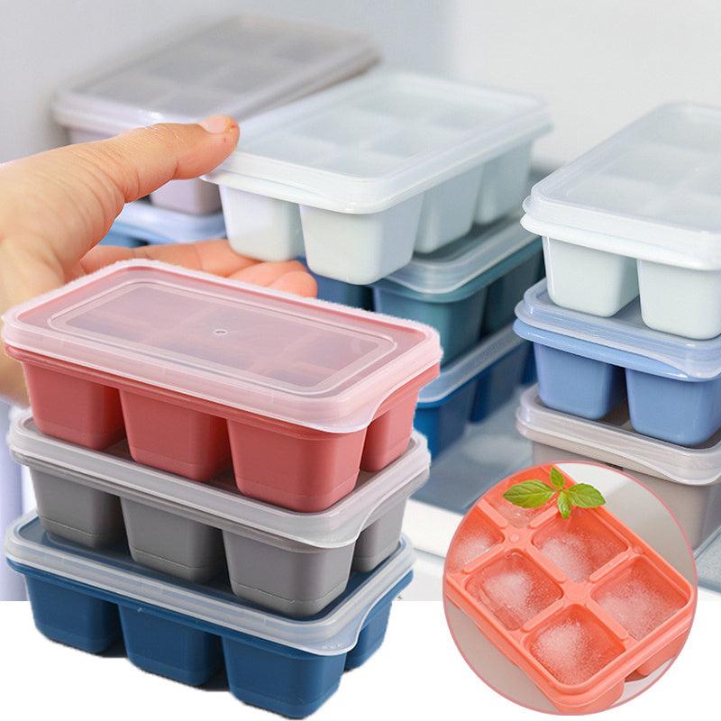 6 Cavity Mini Ice Cubes Tray Reusable Plastic Ice Cube Mould with Lid