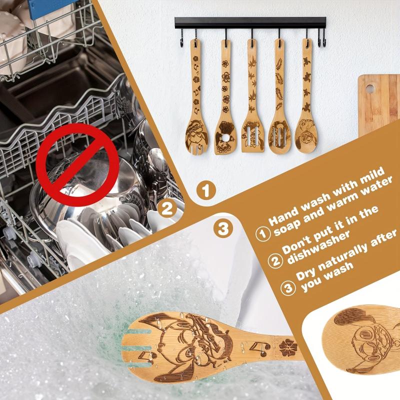 5pcs Halloween Bamboo Kitchen Utensils Set - Non stick Cooking Tools