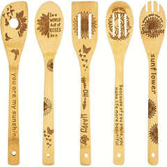 5pcs Halloween Bamboo Kitchen Utensils Set - Non stick Cooking Tools