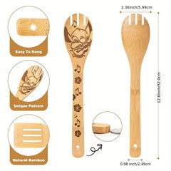 5pcs Halloween Bamboo Kitchen Utensils Set - Non stick Cooking Tools