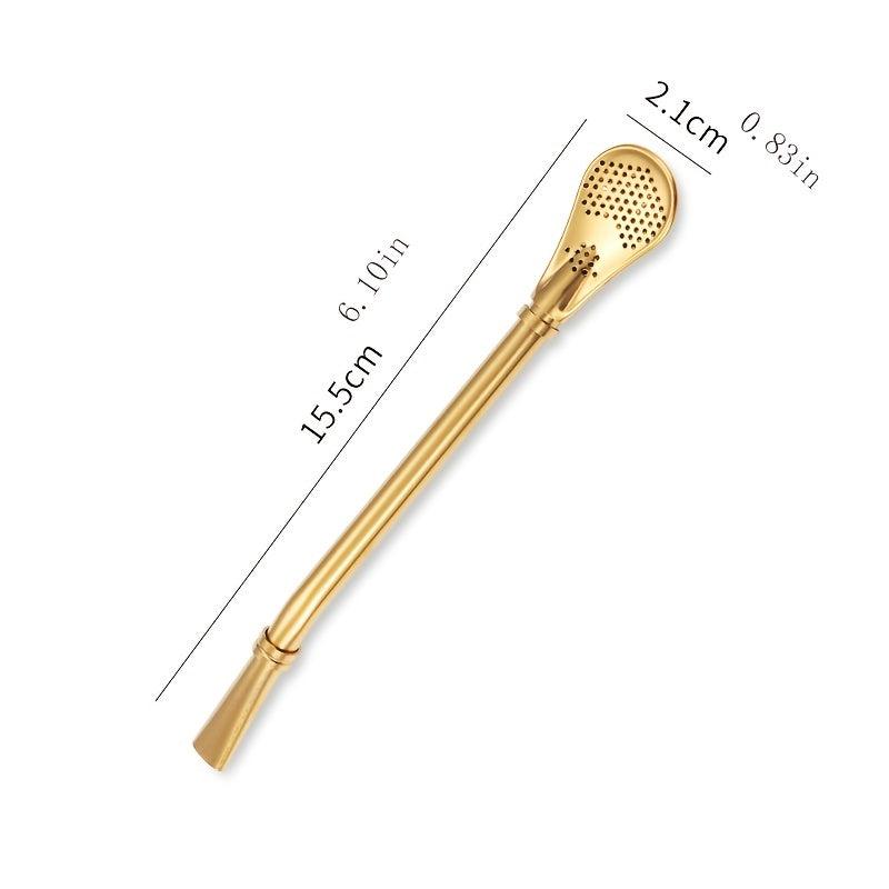 Reusable Stainless Steel Straw Milk Spoon Coffee Filter Straw