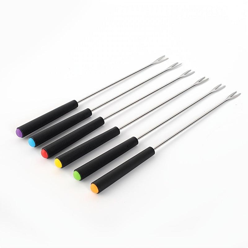 6pcs Colorful Wooden Handle Fruit Forks Kitchen Set