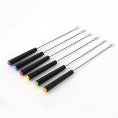 6pcs Colorful Wooden Handle Fruit Forks Kitchen Set
