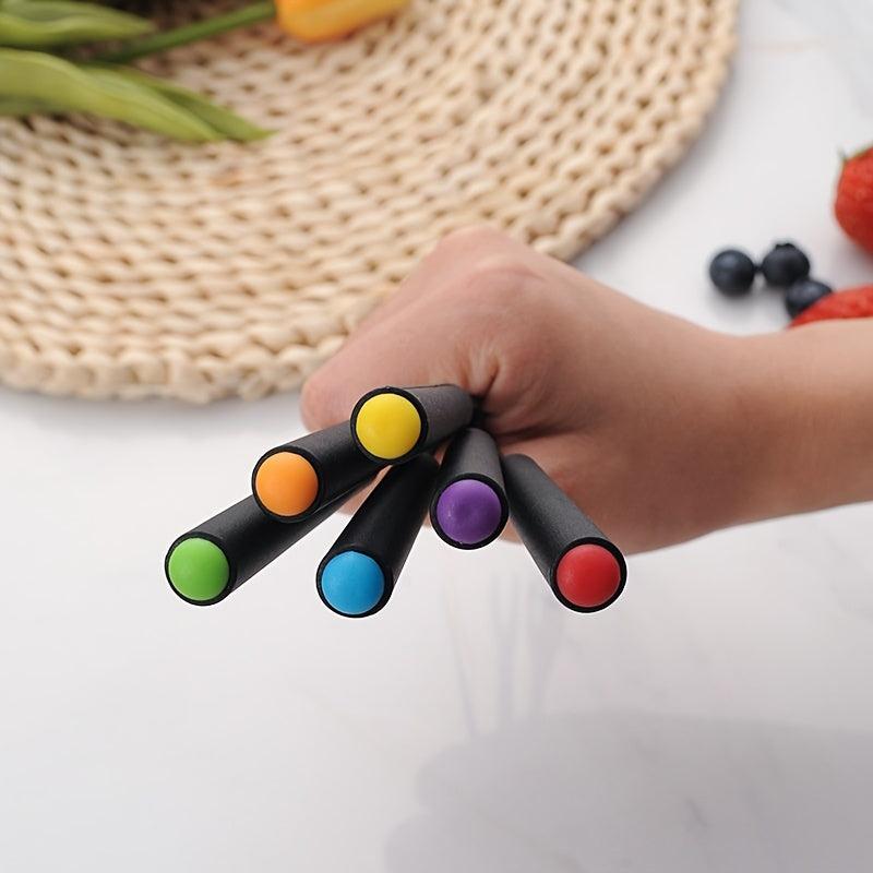 6pcs Colorful Wooden Handle Fruit Forks Kitchen Set
