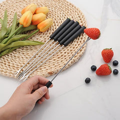 6pcs Colorful Wooden Handle Fruit Forks Kitchen Set