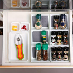 3 Tier Slanted Plastic Spice Rack Drawer Organizer for Kitchen Cabinet Drawers