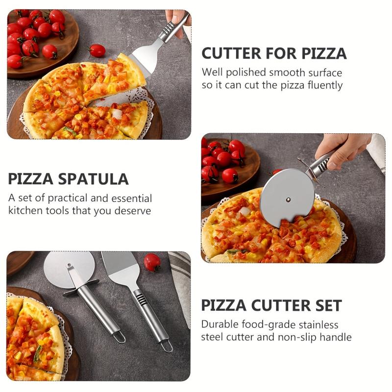 2pcs Stainless Steel Pizza Wheel Cutter & Shovel Set