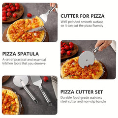 2pcs Stainless Steel Pizza Wheel Cutter & Shovel Set