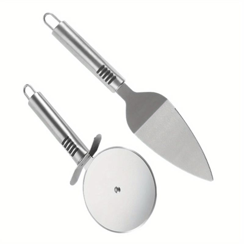 2pcs Stainless Steel Pizza Wheel Cutter & Shovel Set
