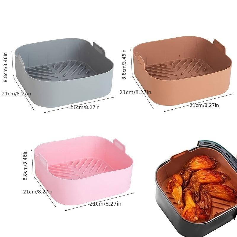 1pc Square Silicone Air Fryer Liner 21 01cm Reusable Baking Tray Oven Accessory