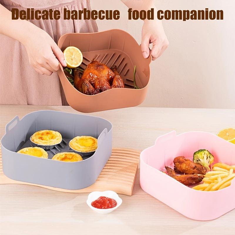 1pc Square Silicone Air Fryer Liner 21 01cm Reusable Baking Tray Oven Accessory