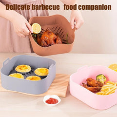 1pc Square Silicone Air Fryer Liner 21 01cm Reusable Baking Tray Oven Accessory