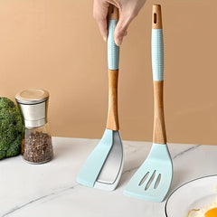 6pcs Silicone Utensils Set With Storage Rack Heat Resistant for Non-stick Pots