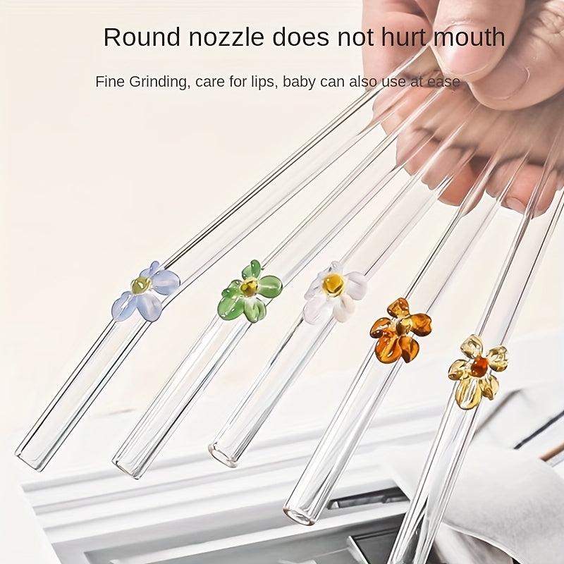 8mm Reusable Clear Glass Straws Set Environmentally Friendly Drinkware