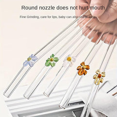 8mm Reusable Clear Glass Straws Set Environmentally Friendly Drinkware