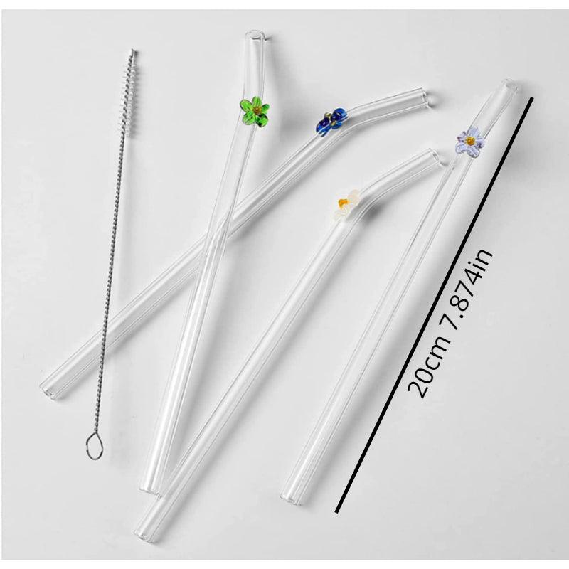 8mm Reusable Clear Glass Straws Set Environmentally Friendly Drinkware