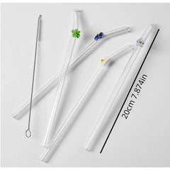 8mm Reusable Clear Glass Straws Set Environmentally Friendly Drinkware