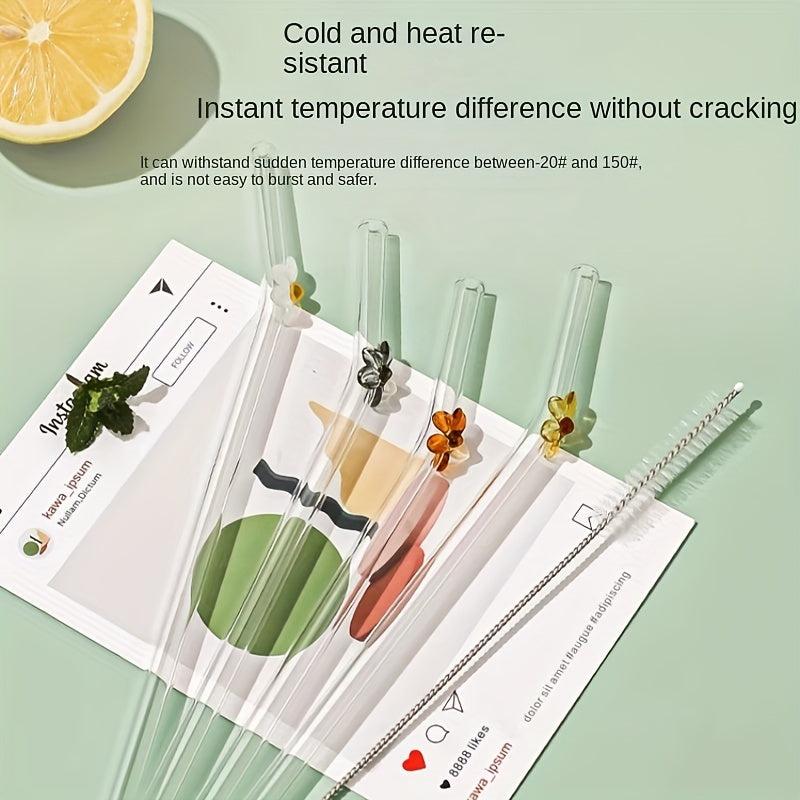 8mm Reusable Clear Glass Straws Set Environmentally Friendly Drinkware