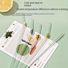 8mm Reusable Clear Glass Straws Set Environmentally Friendly Drinkware