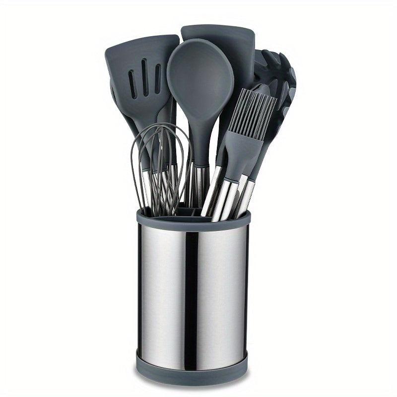 12pcs Nonstick Utensil Set Stainless Handle Silicone Spatula Spoon