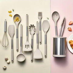 12pcs Nonstick Utensil Set Stainless Handle Silicone Spatula Spoon