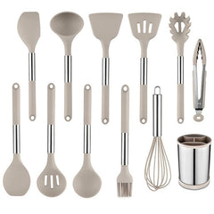 12pcs Nonstick Utensil Set Stainless Handle Silicone Spatula Spoon