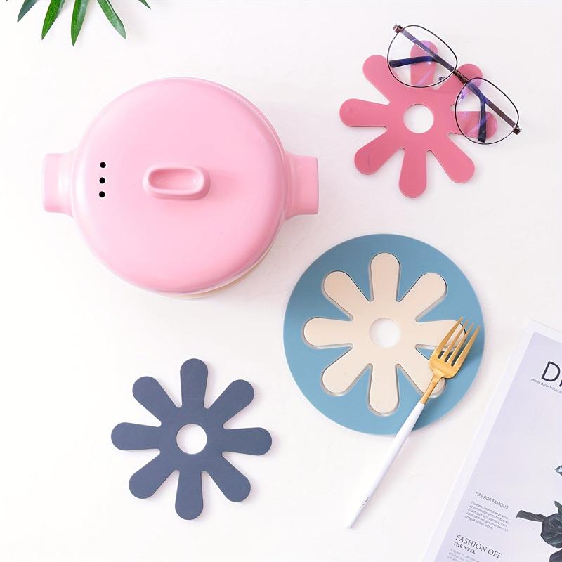 Silicone Placemats Mesh Round Table Pads Floral Shape Decorative Mat