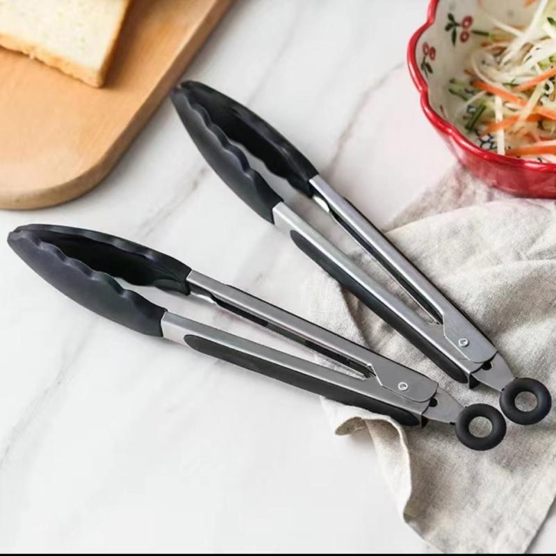 304 Stainless Steel BBQ Tongs for Grilling and Serving Food