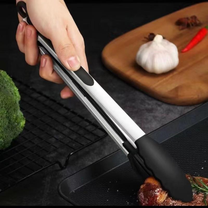 304 Stainless Steel BBQ Tongs for Grilling and Serving Food