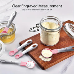 Measuring Cups And Spoons Set Multifunctional Plastic w/ Stainless Steel Handle
