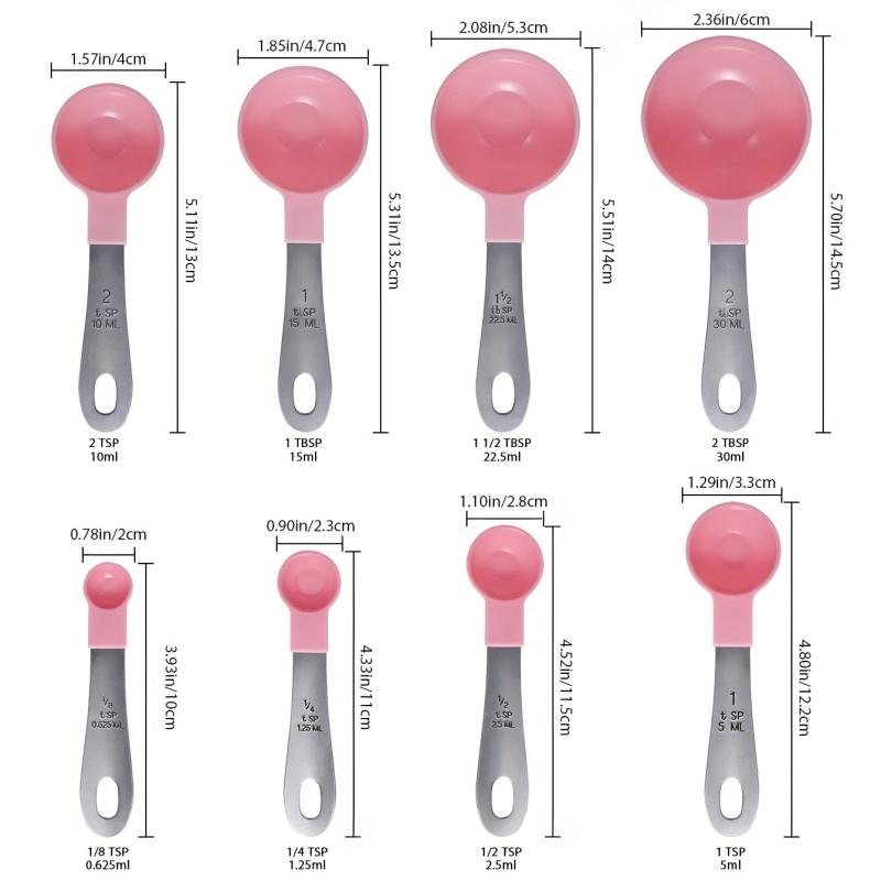 Measuring Cups And Spoons Set Multifunctional Plastic w/ Stainless Steel Handle