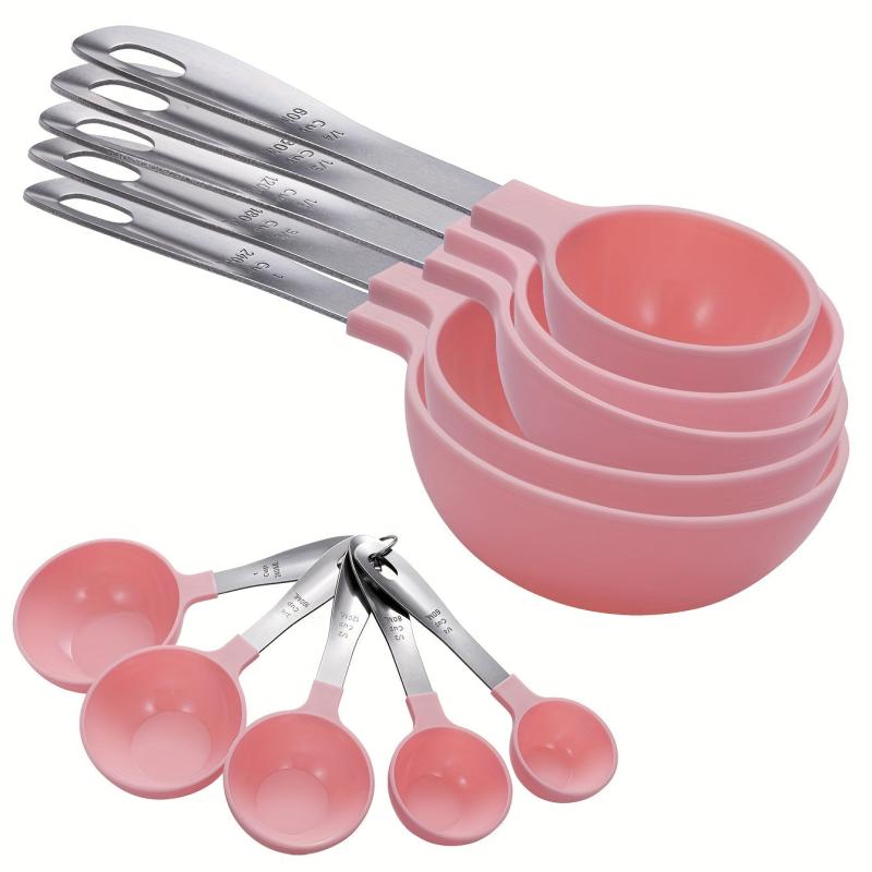Measuring Cups And Spoons Set Multifunctional Plastic w/ Stainless Steel Handle