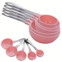Measuring Cups And Spoons Set Multifunctional Plastic w/ Stainless Steel Handle