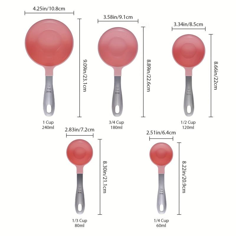 Measuring Cups And Spoons Set Multifunctional Plastic w/ Stainless Steel Handle