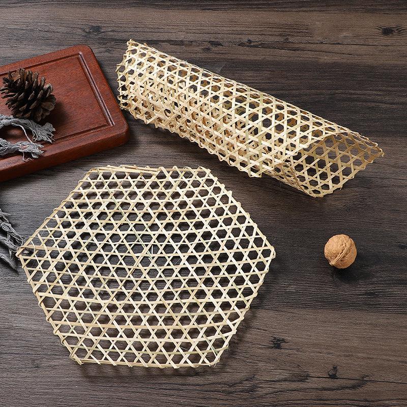 Bamboo Grid Net Hand woven Six sided Bamboo Pad Hotel Swing Pan Grid