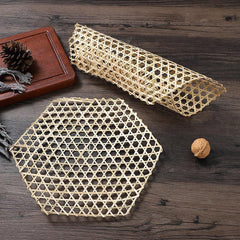 Bamboo Grid Net Hand woven Six sided Bamboo Pad Hotel Swing Pan Grid