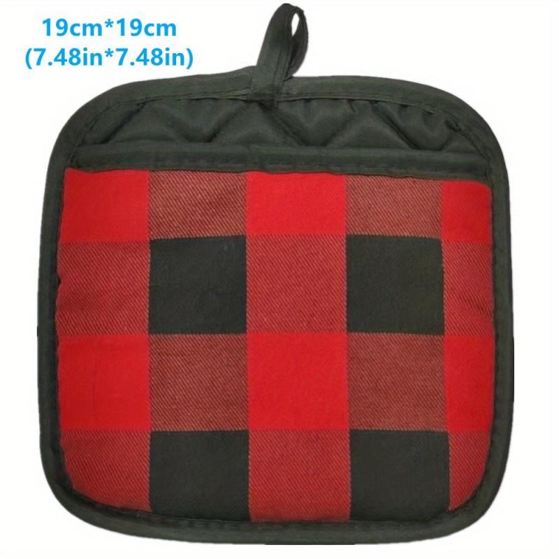 2pcs Thanksgiving Fabric Coasters Red & Plaid Gloves Microwave Table Mat