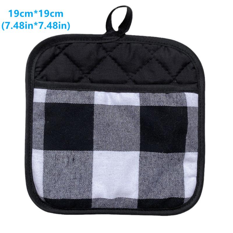 2pcs Thanksgiving Fabric Coasters Red & Plaid Gloves Microwave Table Mat