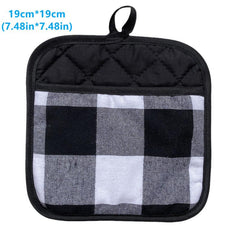 2pcs Thanksgiving Fabric Coasters Red & Plaid Gloves Microwave Table Mat