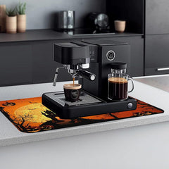 Rubber Dish Drying Pad Dark Style Horror Castle Pattern Absorbent Mat