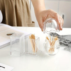 Acrylic Toothpick Holder Egg Shaped Container with Lid