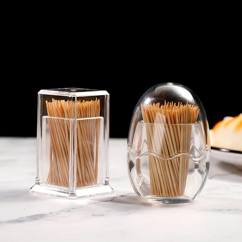 Acrylic Toothpick Holder Egg Shaped Container with Lid