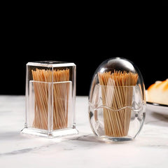 Acrylic Toothpick Holder Egg Shaped Container with Lid
