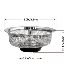 1pc Sink Basket Strainer Stainless Steel Drain Strainer Kitchen Sink Strainer