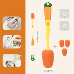 3in1 Bottle Cleaner Brush with Hooks & Replacement Head Cups