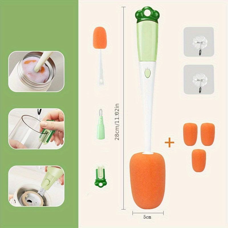 3in1 Bottle Cleaner Brush with Hooks & Replacement Head Cups