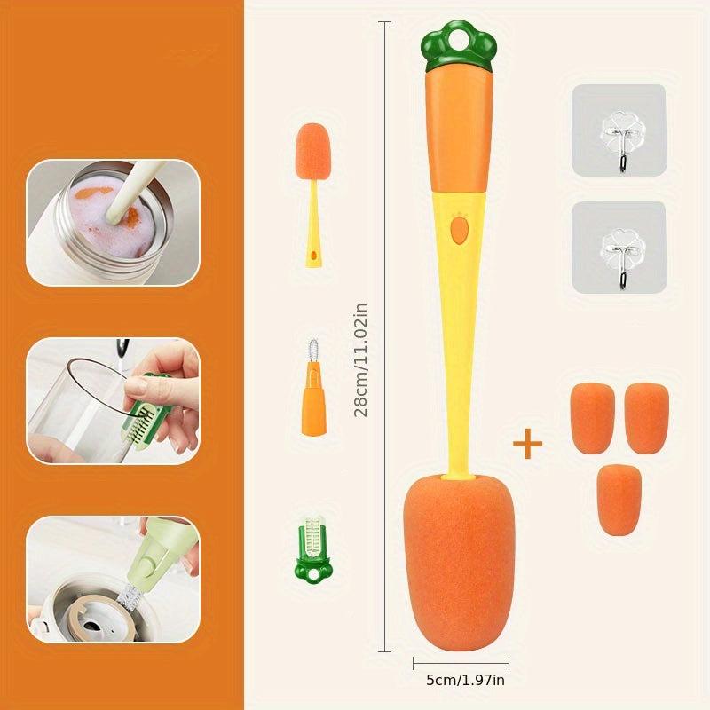 3in1 Bottle Cleaner Brush with Hooks & Replacement Head Cups
